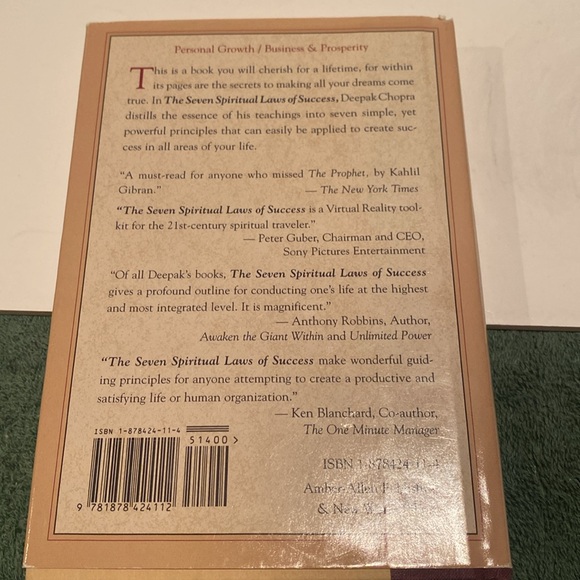 “The Seven Spiritual Laws of Success,” Hardcover with Dust Jacket- Vintage 1994 - Picture 2 of 2